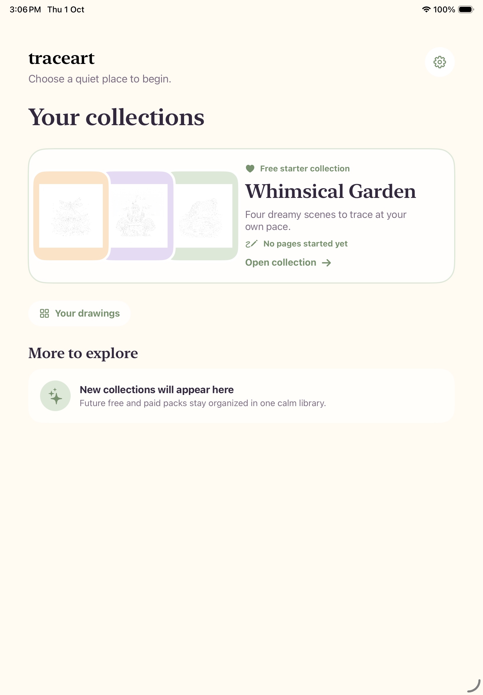 TraceArt illustration collections for calm line tracing on iPad